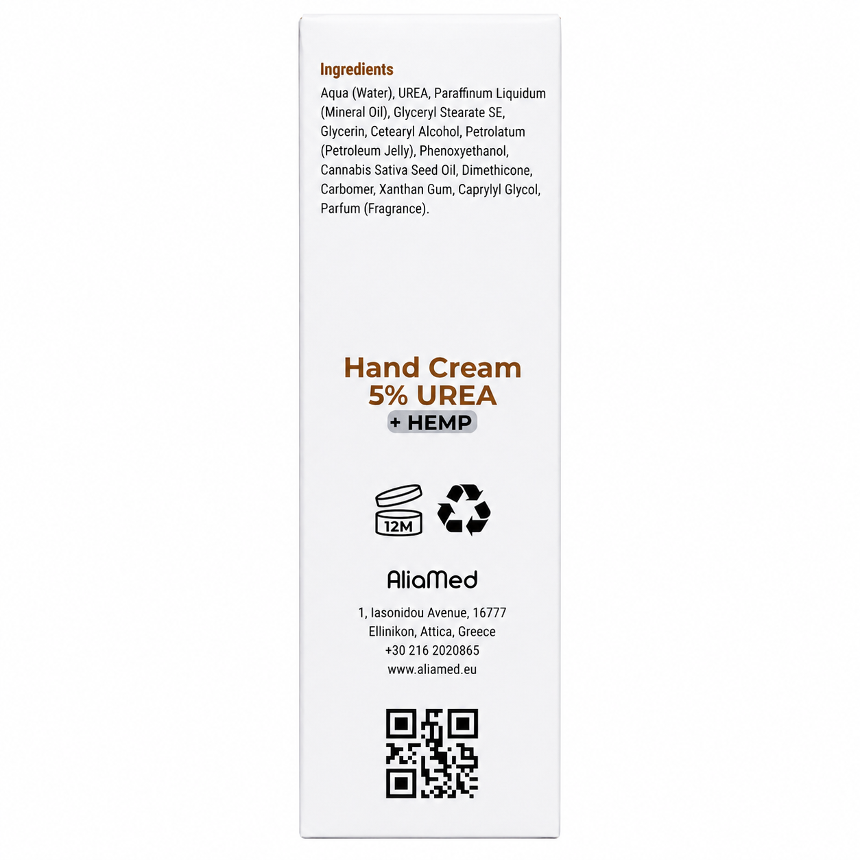 Urea Cream 5% with Hemp Oil, Moisturising & Nourishing Hand Cream, Fast Absorbing Non Greasy Formula for Dry Hands - 50 ml - 3 x 50 ml