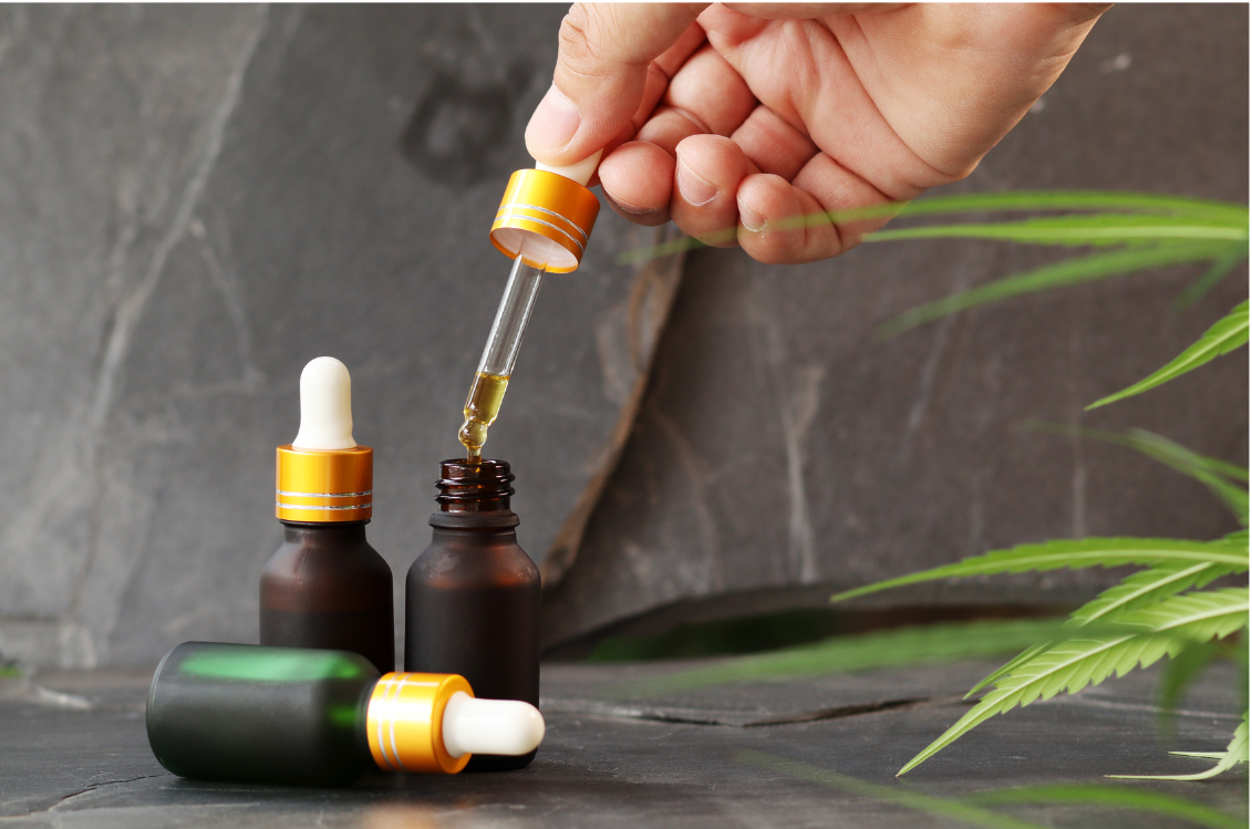 Cannabidiol oil in bottles