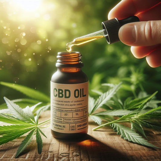 CBD oil and dropper above it