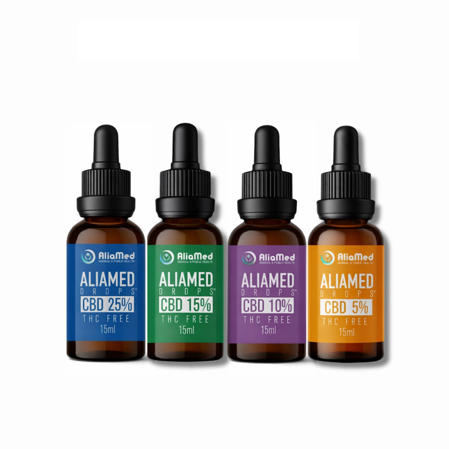 AliaMed CBD oil bottle collection page