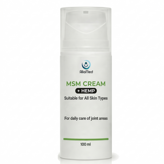 MSM Cream with Hemp Oil, Moisturising Massage Body Cream for Muscle & Joint Comfort, Fast Absorbing Non-Greasy Formula - 100ml