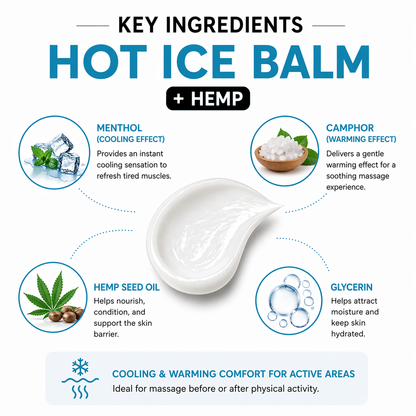 Hot Ice Balm with Hemp Oil - Cooling & Warming Muscle Massage Gel, Dual Action Recovery for Before & After Activity - 3 x 100 ml