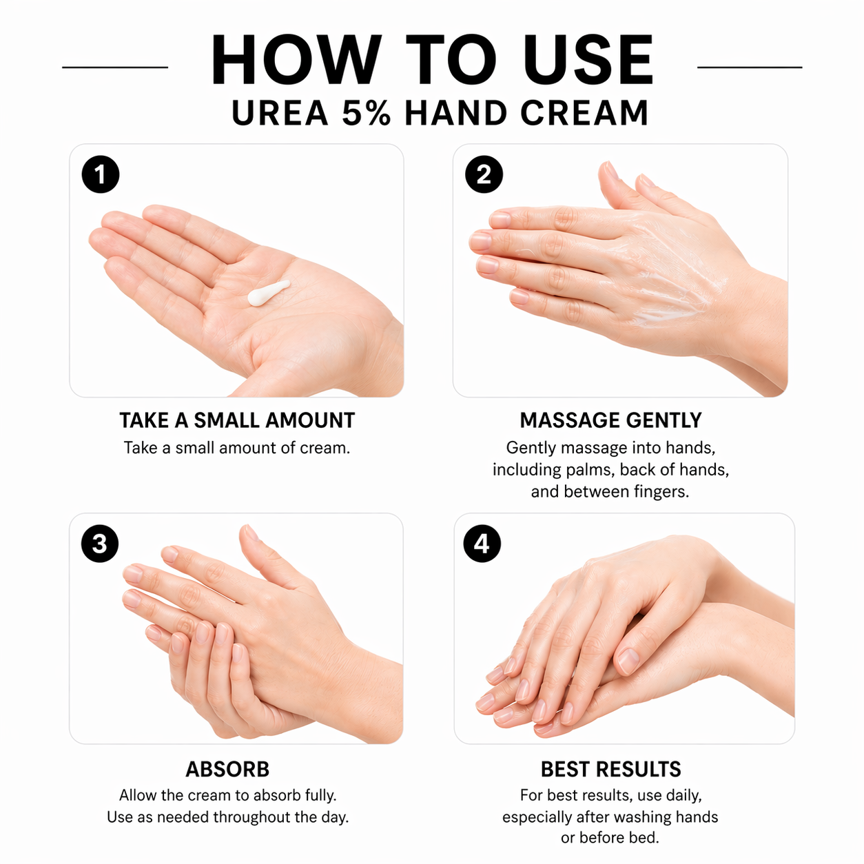Urea Cream 5% with Hemp Oil, Moisturising & Nourishing Hand Cream, Fast Absorbing Non Greasy Formula for Dry Hands - 50 ml - 3 x 50 ml
