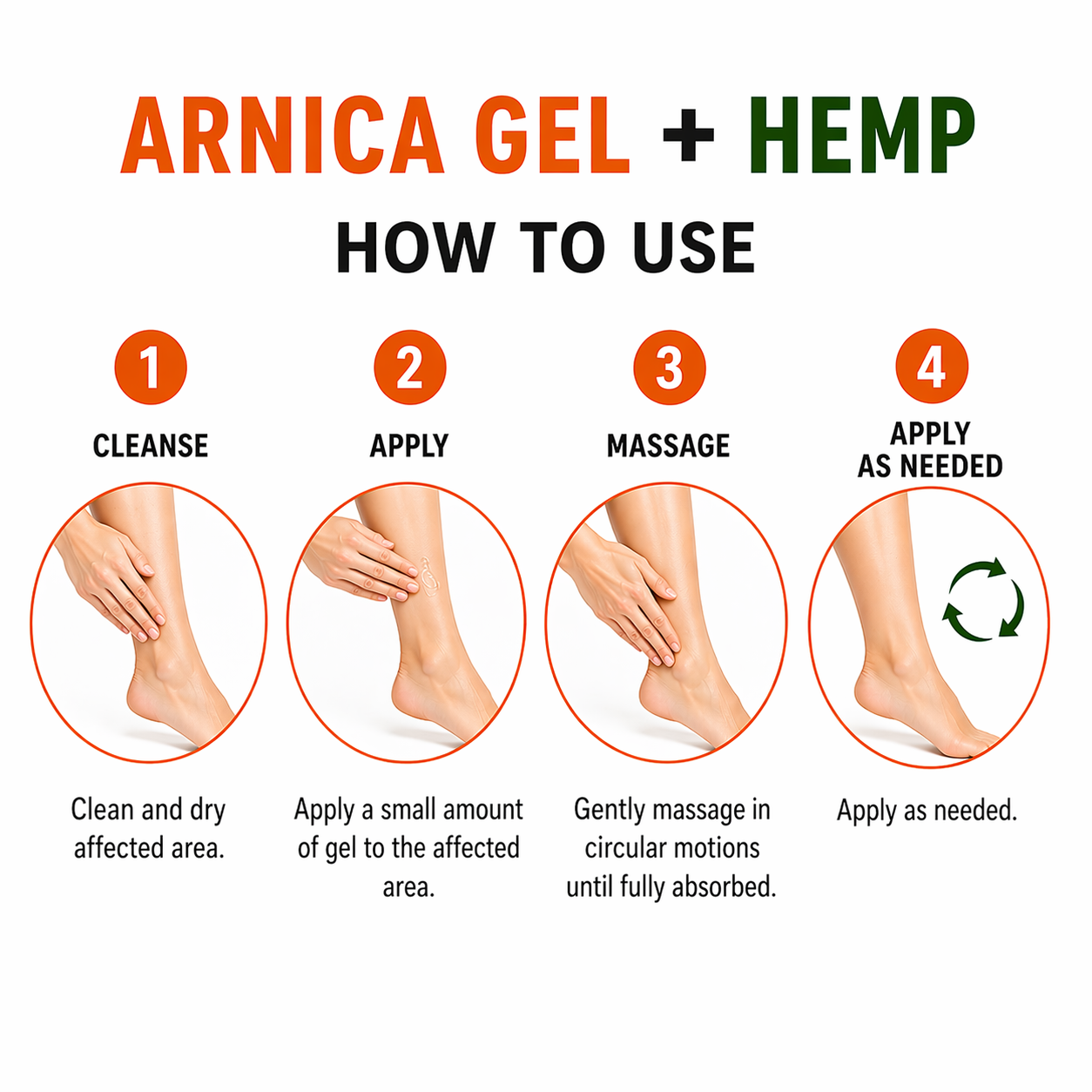 Arnica Gel with Hemp Oil, Soothing Body Gel for Tired Feet, Legs and Muscles – Revitalising Non-Greasy Body Moisturiser - 3 x 100 ml