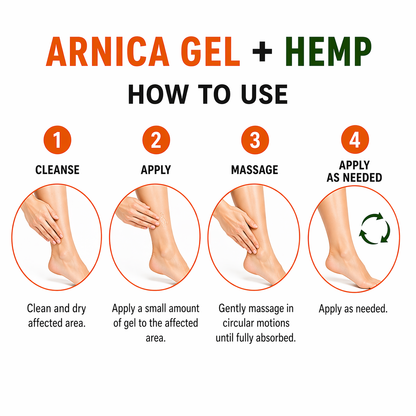 Arnica Gel with Hemp Oil, Soothing Body Gel for Tired Feet, Legs and Muscles – Revitalising Non-Greasy Body Moisturiser - 3 x 100 ml
