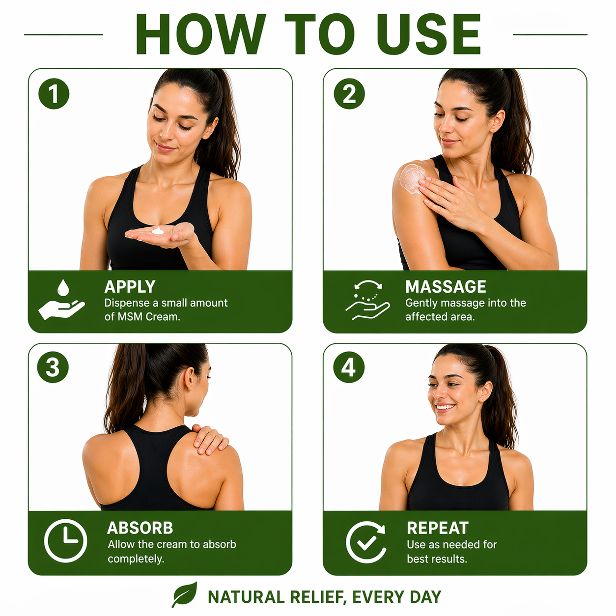 MSM Cream with Hemp Oil, Moisturising Massage Body Cream for Muscle & Joint Comfort, Fast Absorbing Non-Greasy Formula - 3 x 100 ml