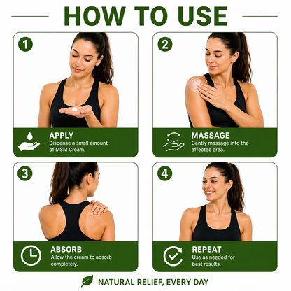 MSM Cream with Hemp Oil, Moisturising Massage Body Cream for Muscle & Joint Comfort, Fast Absorbing Non-Greasy Formula - 3 x 100 ml