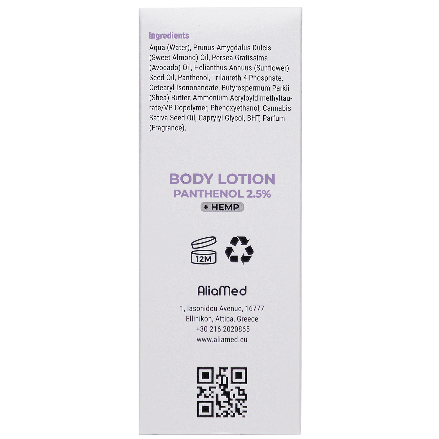 Lozione per il corpo Pantenolo 2,5% + CBD Isolate 100 ml, idratante