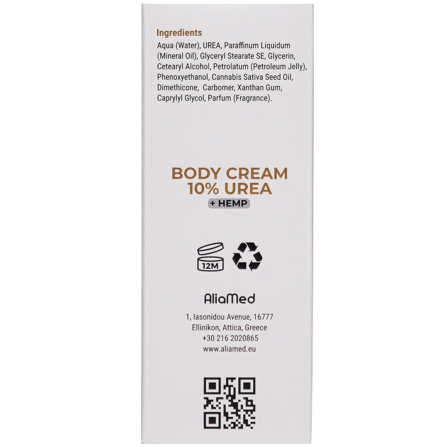 Urea Cream 10% with Hemp oil, for Very Dry Skin & Cracked Heels, Deep Moisturising Foot & Body Cream - 3 x 100 ml