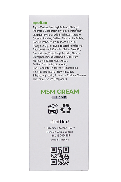 MSM Cream with Hemp Oil, Moisturising Massage Body Cream for Muscle & Joint Comfort, Fast Absorbing Non-Greasy Formula - 3 x 100 ml