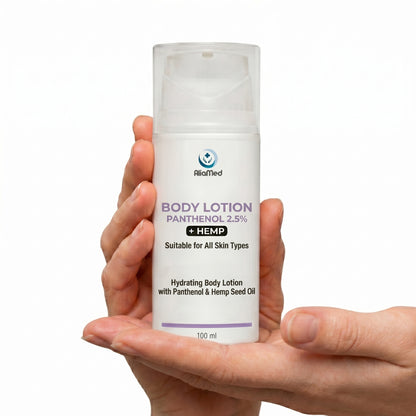 Lozione per il corpo Pantenolo 2,5% + CBD Isolate 100 ml, idratante
