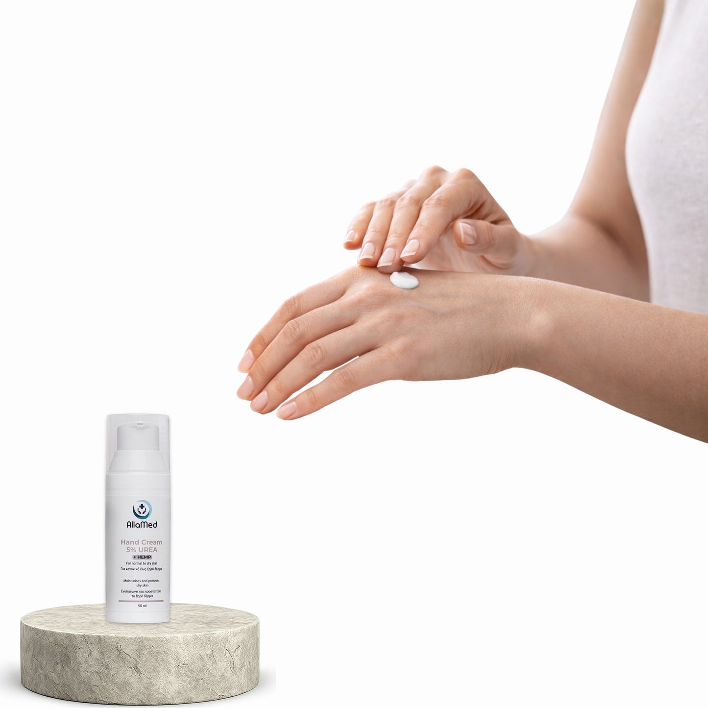 Crema per le mani UREA 5% + CBD isolato 50ml, idratante mani secche