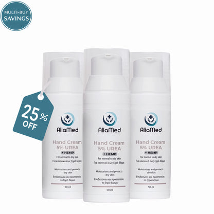 Hand Cream Moisturiser with 5% Urea & Hemp - 3 x 50 ml