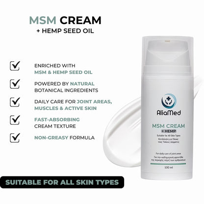 Crema MSM + CBD isolato 100 ml, sollievo articolare