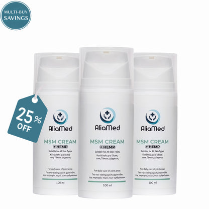 3x MSM-Creme + CBD-Isolat 100 ml – Gelenklinderung
