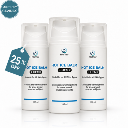 Hot Ice Balm with Hemp Oil - Cooling & Warming Muscle Massage Gel, Dual Action Recovery for Before & After Activity - 3 x 100 ml
