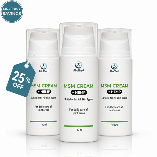 MSM Cream with Hemp Oil, Moisturising Massage Body Cream for Muscle & Joint Comfort, Fast Absorbing Non-Greasy Formula - 3 x 100 ml