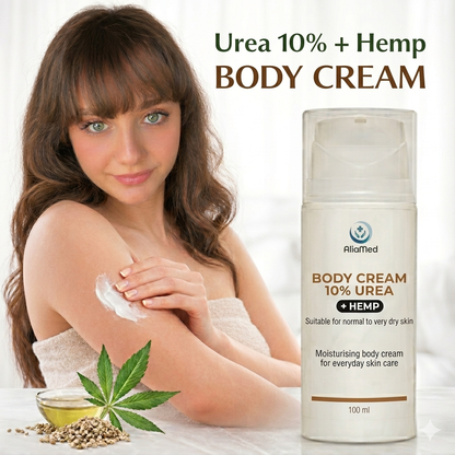 Urea Cream 10% with Hemp oil, for Very Dry Skin & Cracked Heels, Deep Moisturising Foot & Body Cream - 3 x 100 ml